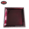 Dark Red Plastic Charger Plate With Manmade Crystal